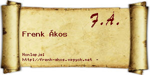 Frenk Ákos névjegykártya